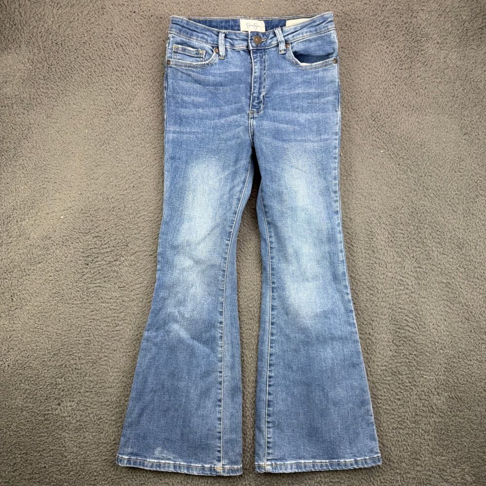 Jessica Simpson Sydney Flare Jeans Blue High Rise Stretch Denim Size 12